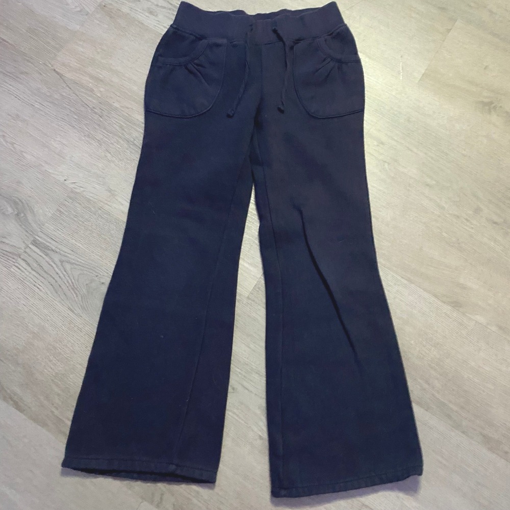 French Toast Fleece Sweatpants Kids Size M Navy Blue Flare Leg Drawstring Pants